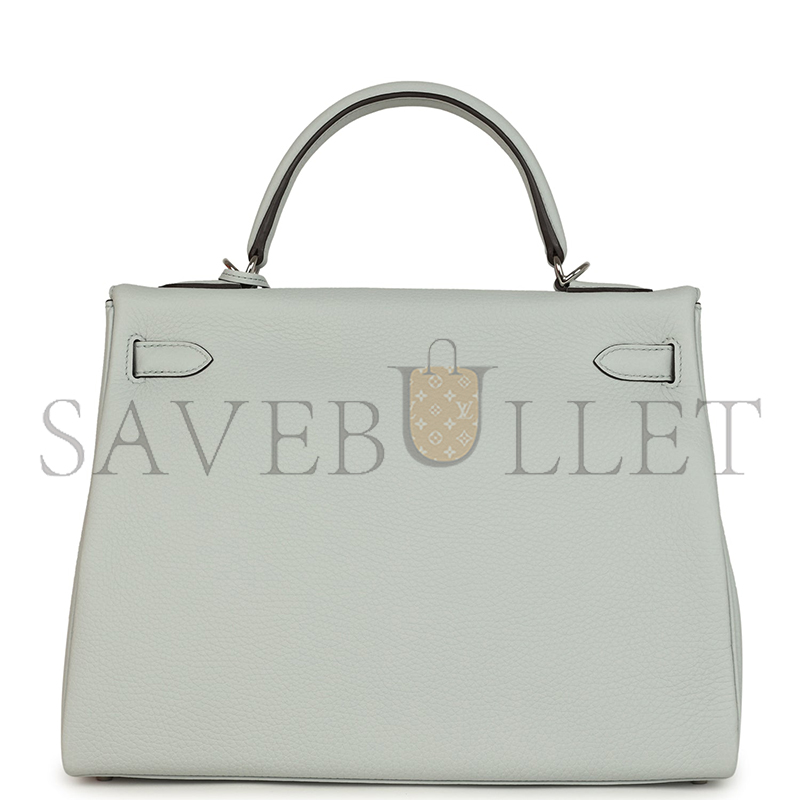 HERMÈS MASTER KELLY RETOURNE 32 BLEU PALE CLEMENCE PALLADIUM HARDWARE (32*23*12cm) 